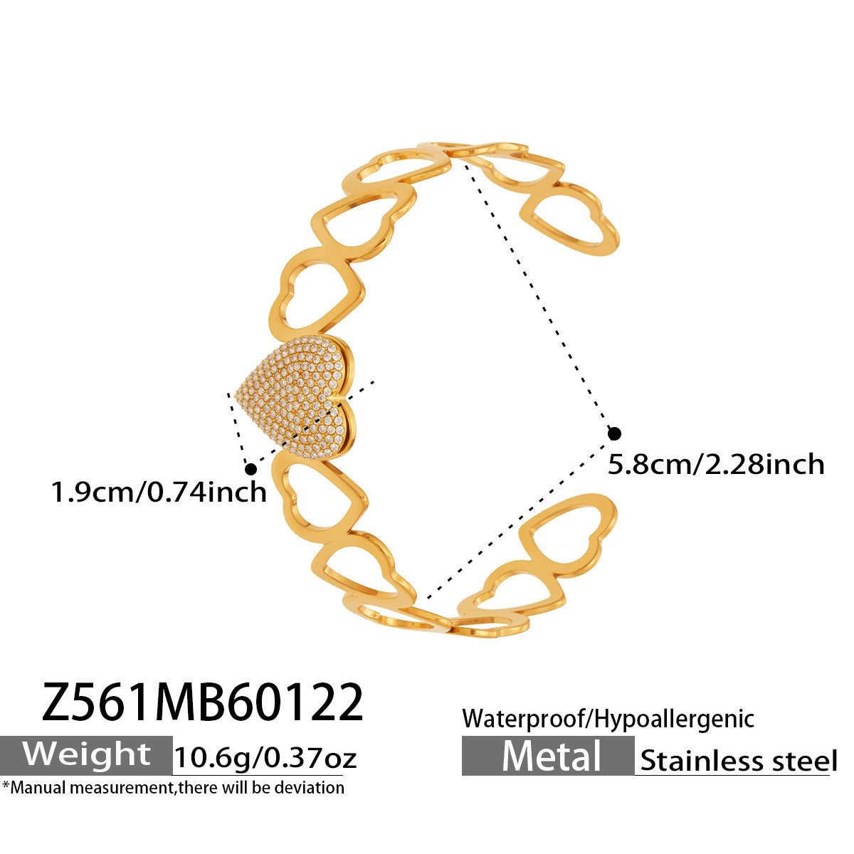 316L Stainless Steel Geometric Hollow Stacking Open Bracelet Set - Image 15