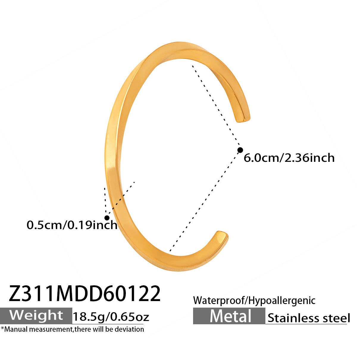 316L Stainless Steel Geometric Hollow Stacking Open Bracelet Set - Image 16