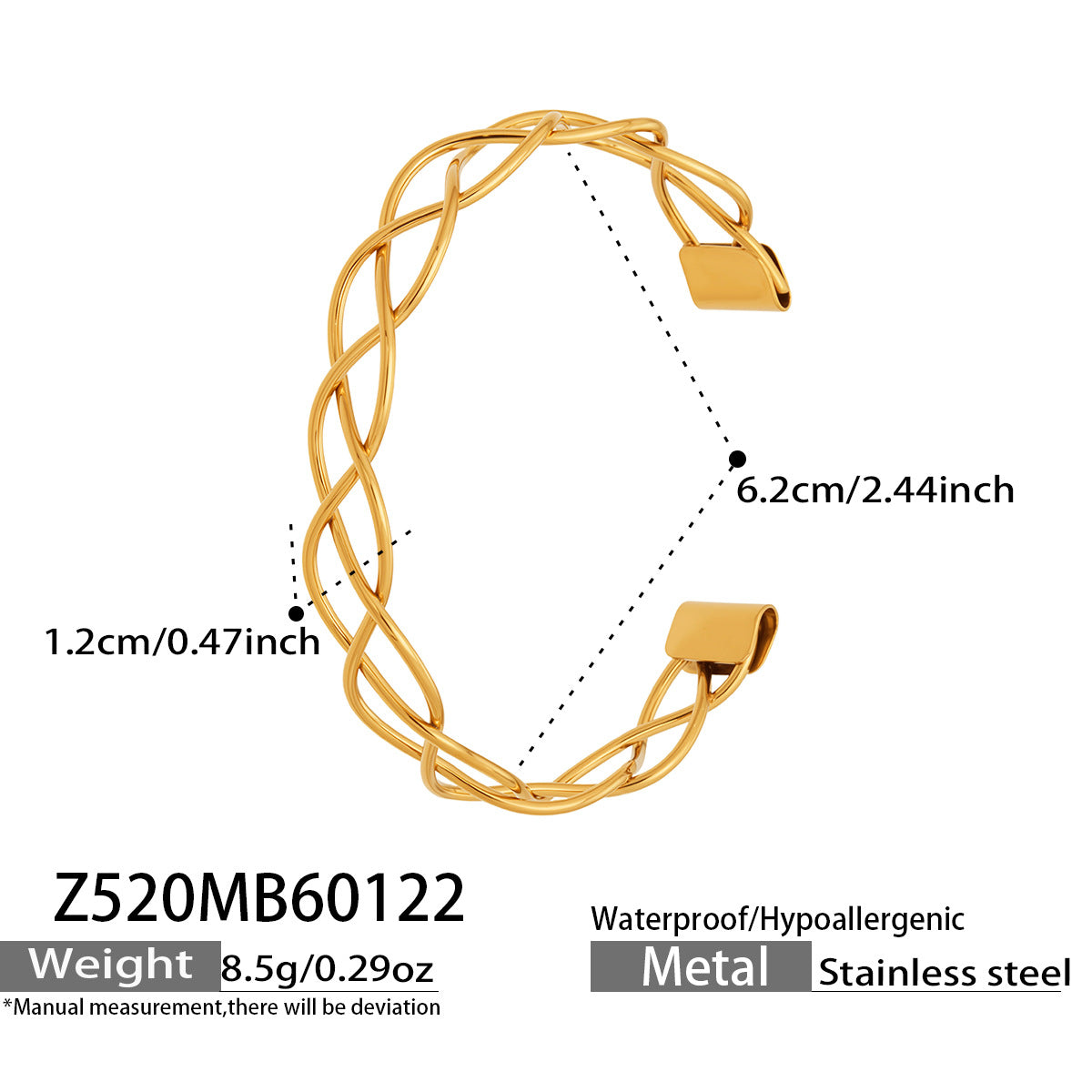 316L Stainless Steel Geometric Hollow Stacking Open Bracelet Set - Image 17