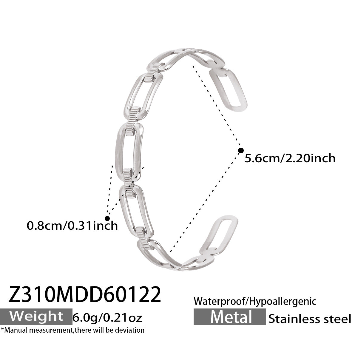 316L Stainless Steel Geometric Hollow Stacking Open Bracelet Set - Image 3