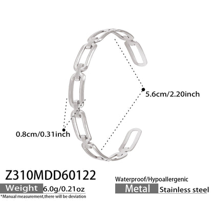 316L Stainless Steel Geometric Hollow Stacking Open Bracelet Set - Image 3