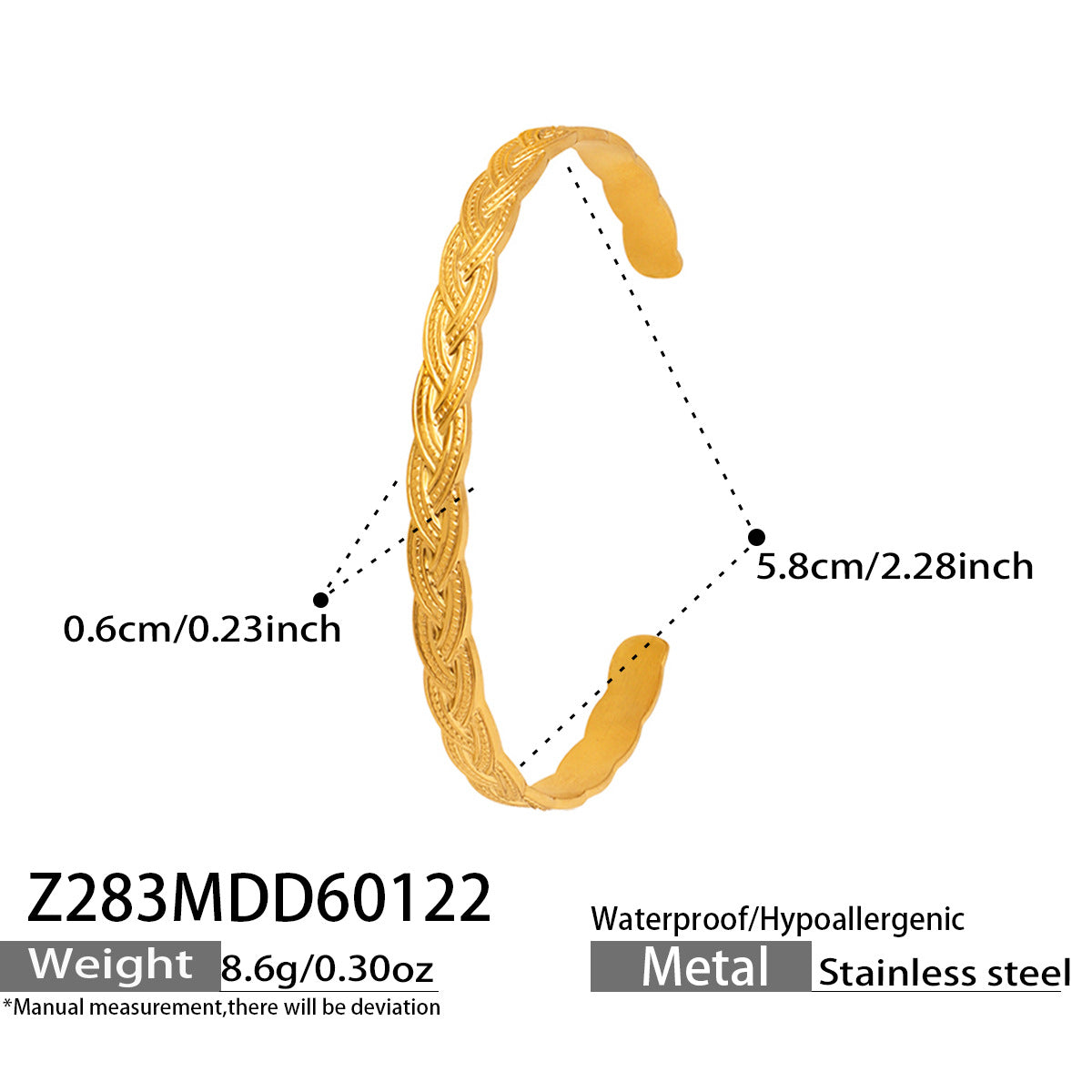 316L Stainless Steel Geometric Hollow Stacking Open Bracelet Set - Image 5