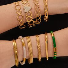 316L Stainless Steel Geometric Hollow Stacking Open Bracelet Set - Image 6