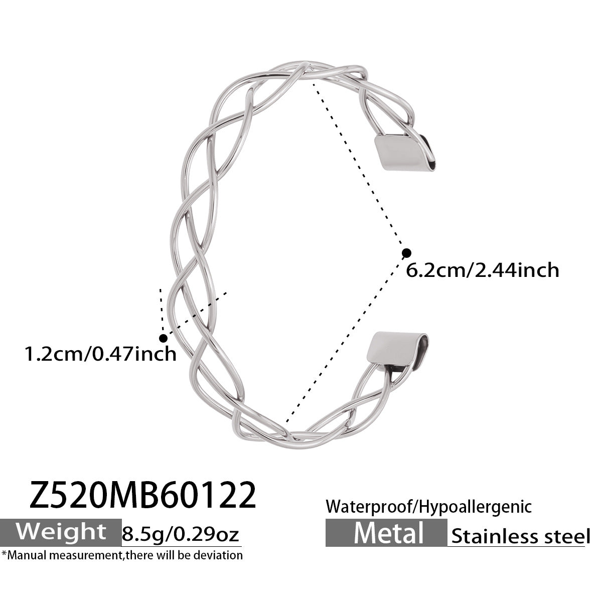 316L Stainless Steel Geometric Hollow Stacking Open Bracelet Set - Image 7