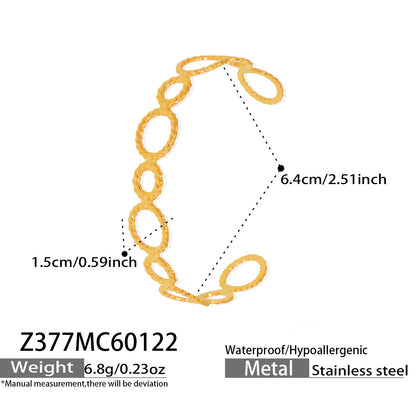 316L Stainless Steel Geometric Hollow Stacking Open Bracelet Set - Image 8