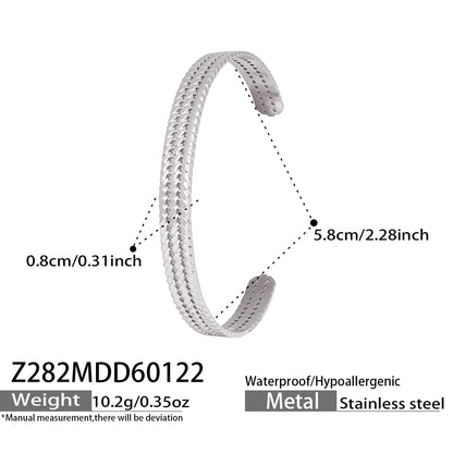 316L Stainless Steel Geometric Hollow Stacking Open Bracelet Set - Image 9