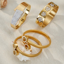 316L Stainless Steel Geometric Pave Disc Bangle - Image 16