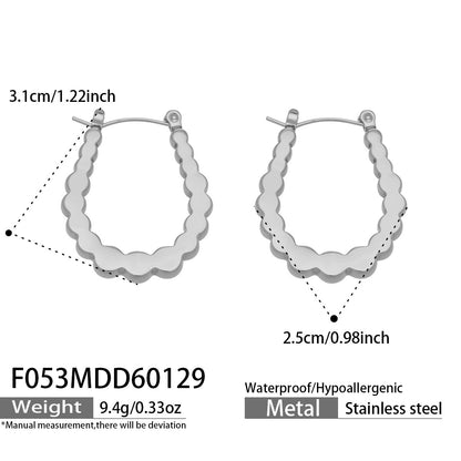 316L Stainless Steel Geometric Sculptural U-Shaped Hoop Earrings - Image 5