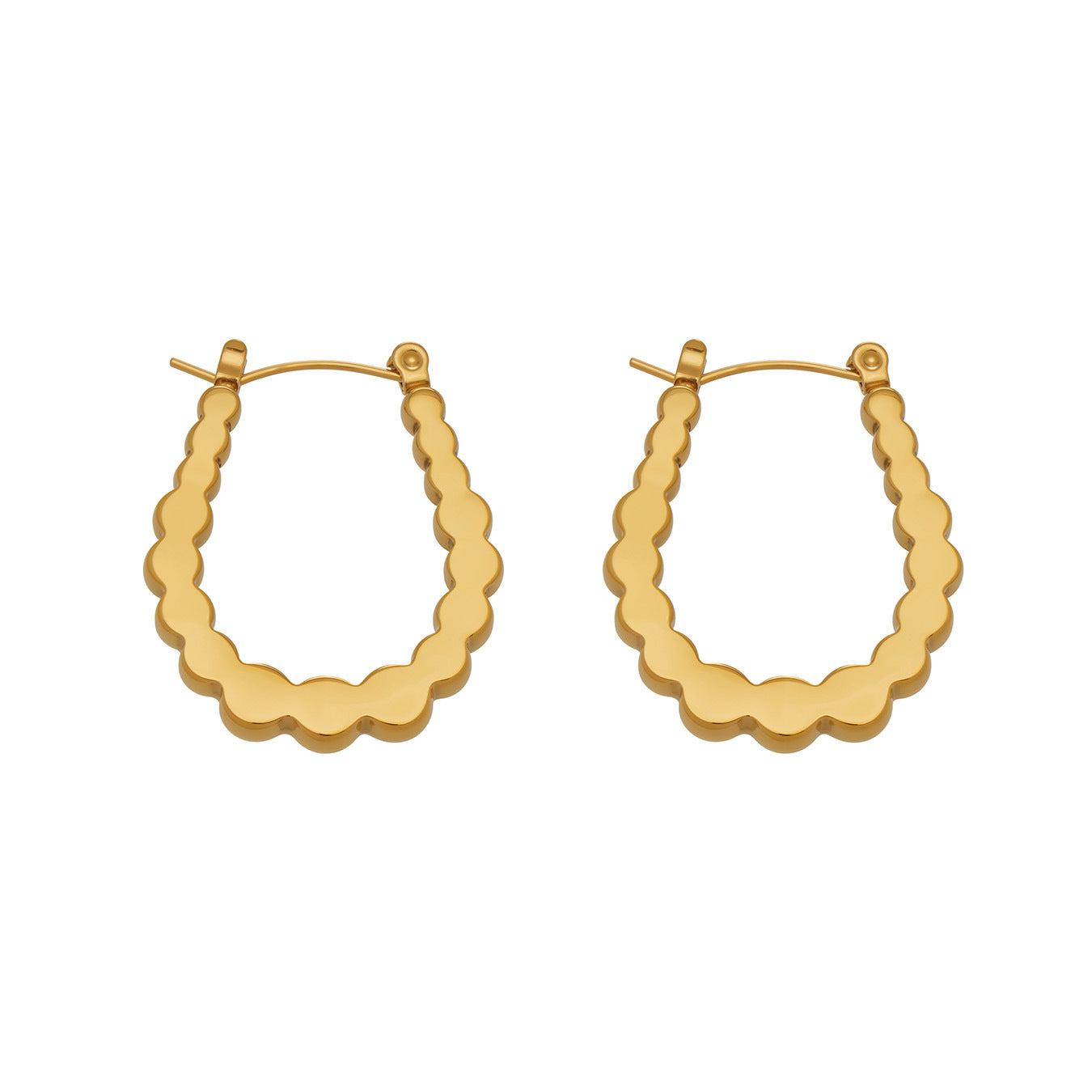 316L Stainless Steel Geometric Sculptural U-Shaped Hoop Earrings - Image 6