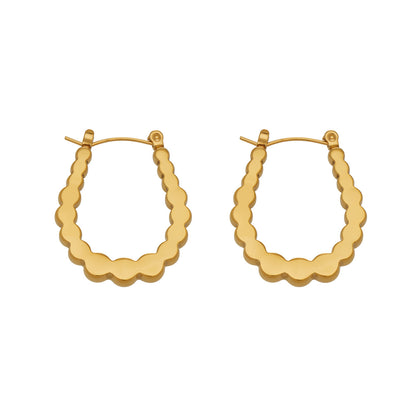 316L Stainless Steel Geometric Sculptural U-Shaped Hoop Earrings - Image 6