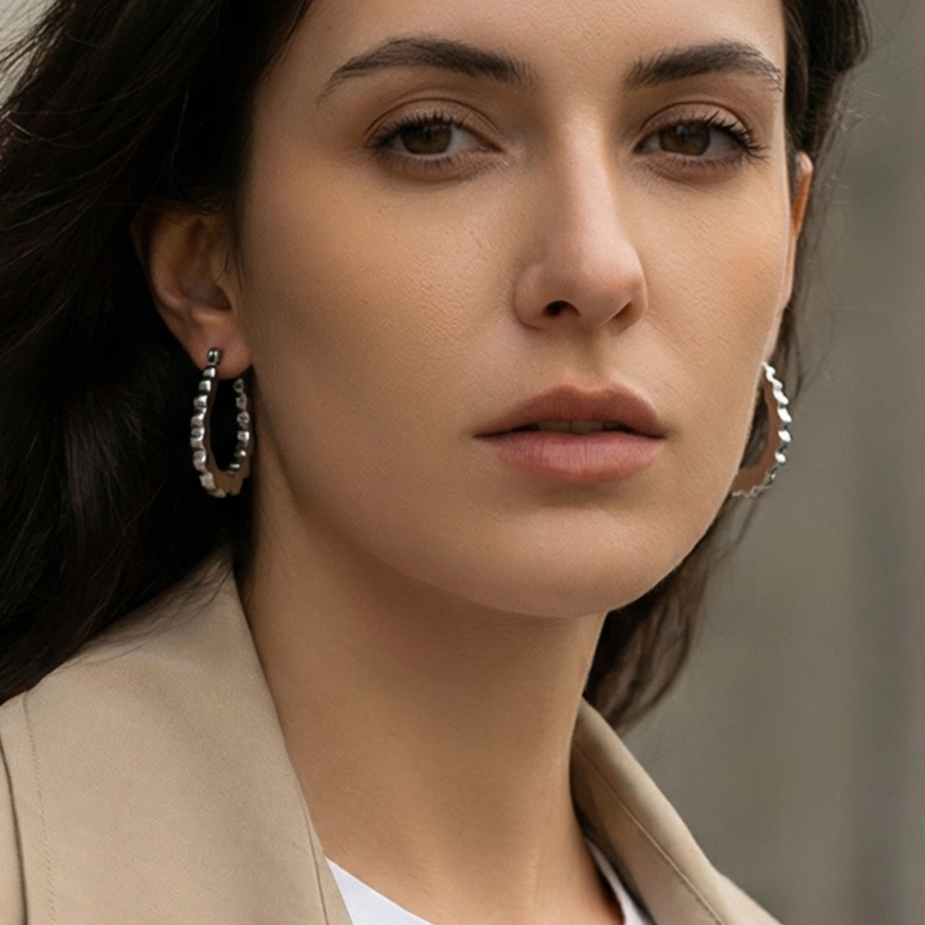 316L Stainless Steel Geometric Sculptural U-Shaped Hoop Earrings - Image 8