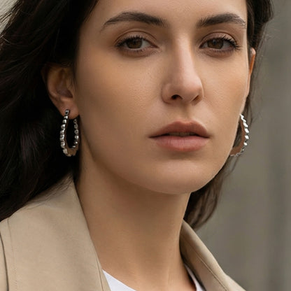 316L Stainless Steel Geometric Sculptural U-Shaped Hoop Earrings - Image 8