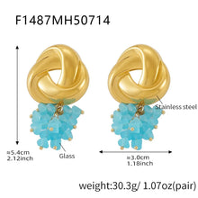 316L Stainless Steel Geometric Tassel Colored Glass 18K Gold Plated Earrings - Image 12