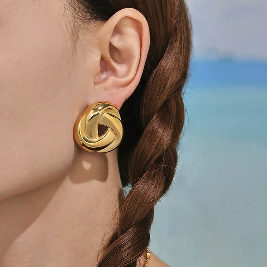 316L Stainless Steel Geometric Tassel Colored Glass 18K Gold Plated Earrings - Image 3