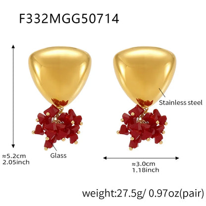 316L Stainless Steel Geometric Tassel Colored Glass 18K Gold Plated Earrings - Image 7