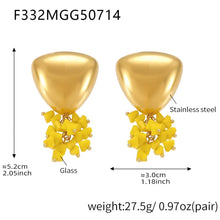 316L Stainless Steel Geometric Tassel Colored Glass 18K Gold Plated Earrings - Image 8