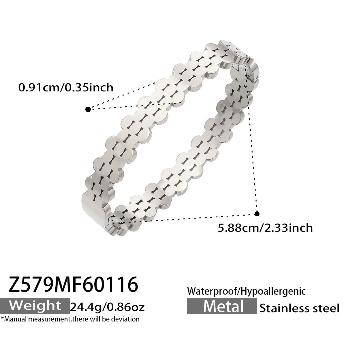 316L Stainless Steel Geometric Triangle Pattern Buckle Bracelet with Drip Enamel - Image 12