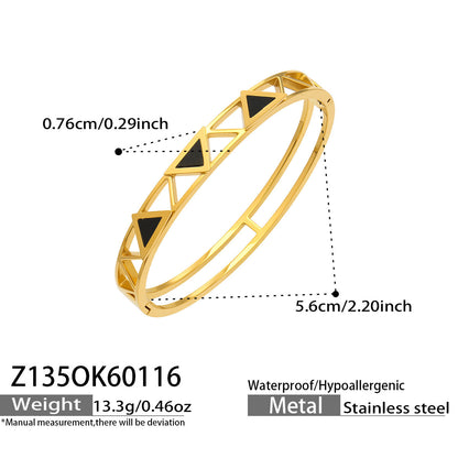 316L Stainless Steel Geometric Triangle Pattern Buckle Bracelet with Drip Enamel - Image 14