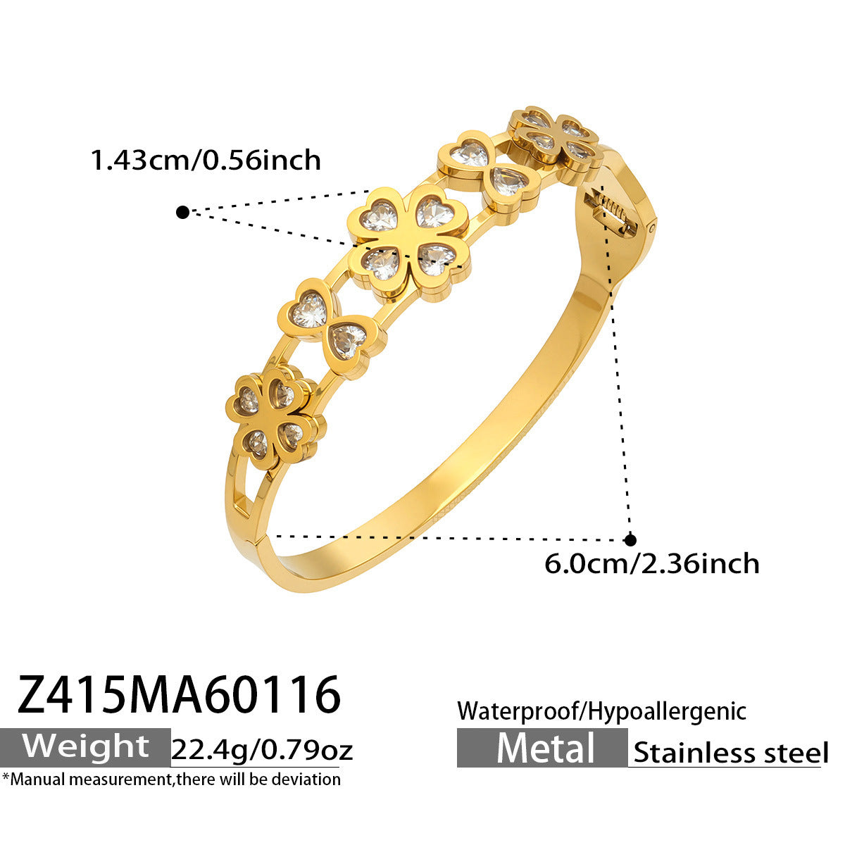 316L Stainless Steel Geometric Triangle Pattern Buckle Bracelet with Drip Enamel - Image 15