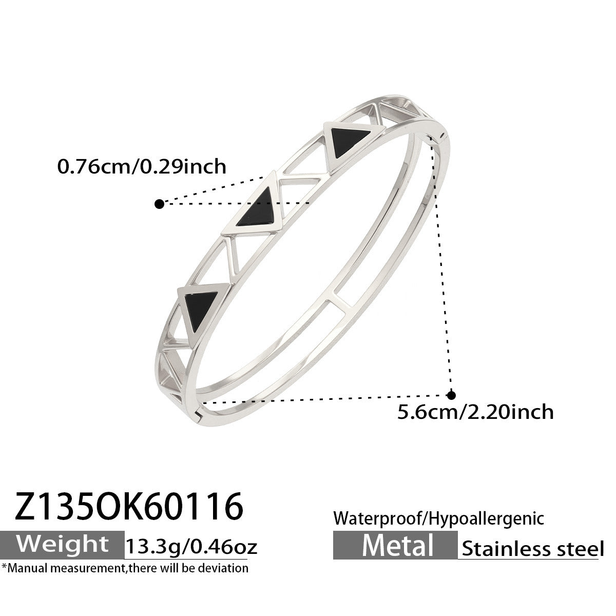 316L Stainless Steel Geometric Triangle Pattern Buckle Bracelet with Drip Enamel - Image 16