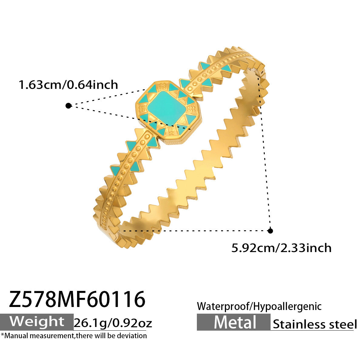 316L Stainless Steel Geometric Triangle Pattern Buckle Bracelet with Drip Enamel - Image 18