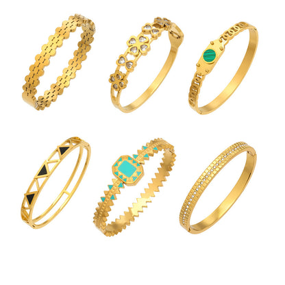 316L Stainless Steel Geometric Triangle Pattern Buckle Bracelet with Drip Enamel - Image 21