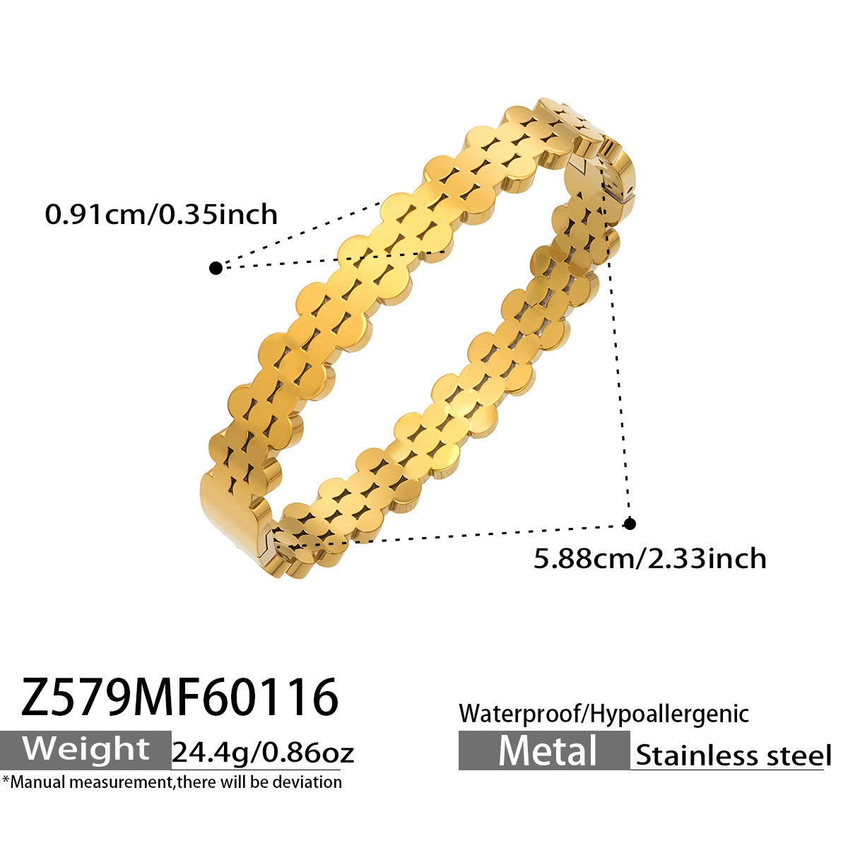 316L Stainless Steel Geometric Triangle Pattern Buckle Bracelet with Drip Enamel - Image 4