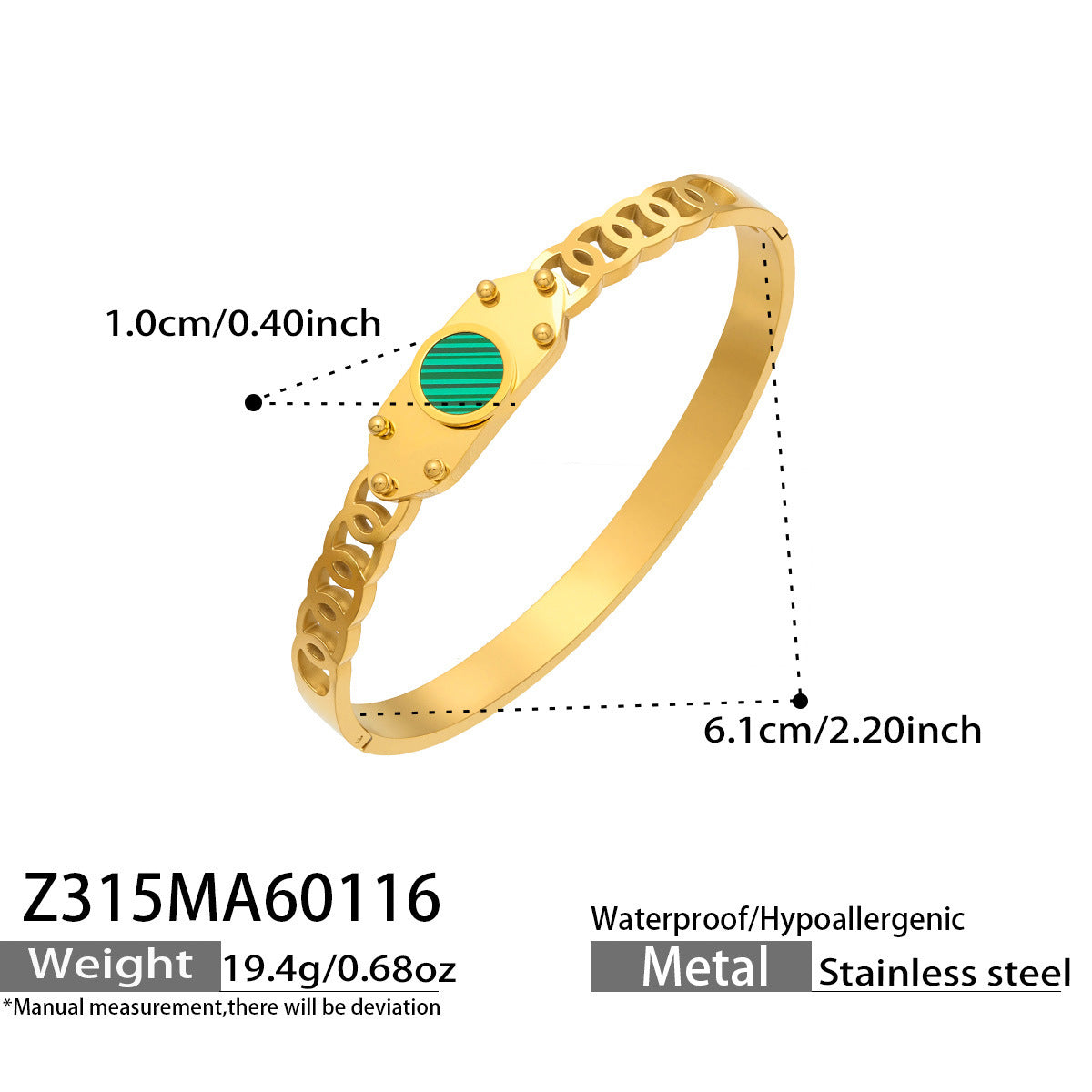 316L Stainless Steel Geometric Triangle Pattern Buckle Bracelet with Drip Enamel - Image 6