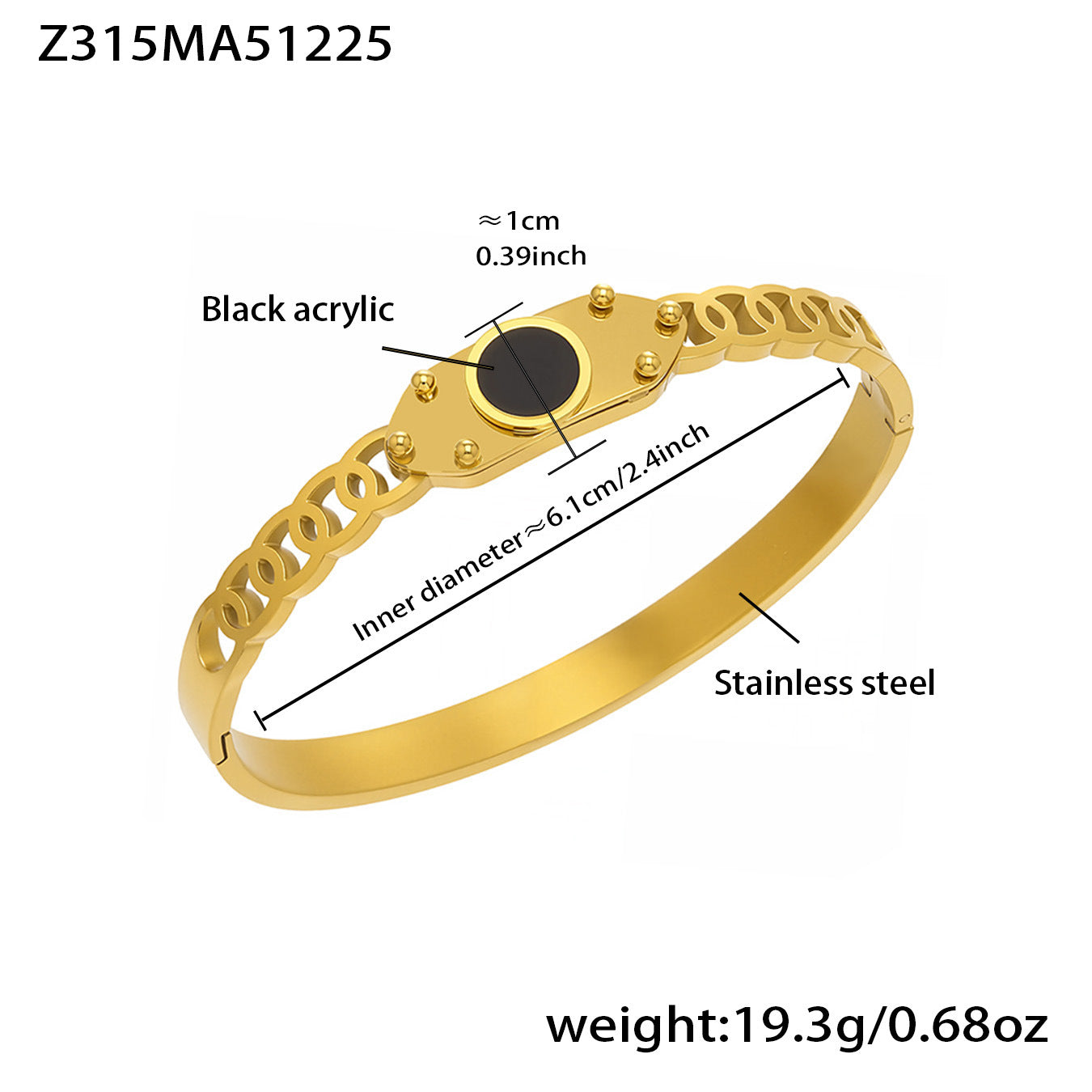 316L Stainless Steel Geometric Triangle Pattern Buckle Bracelet with Drip Enamel - Image 7