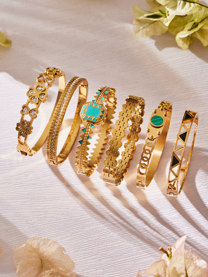 316L Stainless Steel Geometric Triangle Pattern Buckle Bracelet with Drip Enamel - Image 8