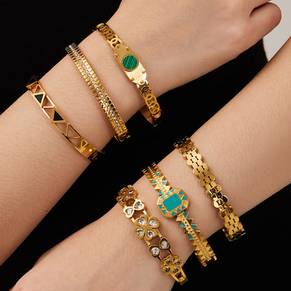 316L Stainless Steel Geometric Triangle Pattern Buckle Bracelet with Drip Enamel - Image 9