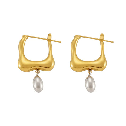 316L Stainless Steel Geometric Two-Tone Earrings - Image 5