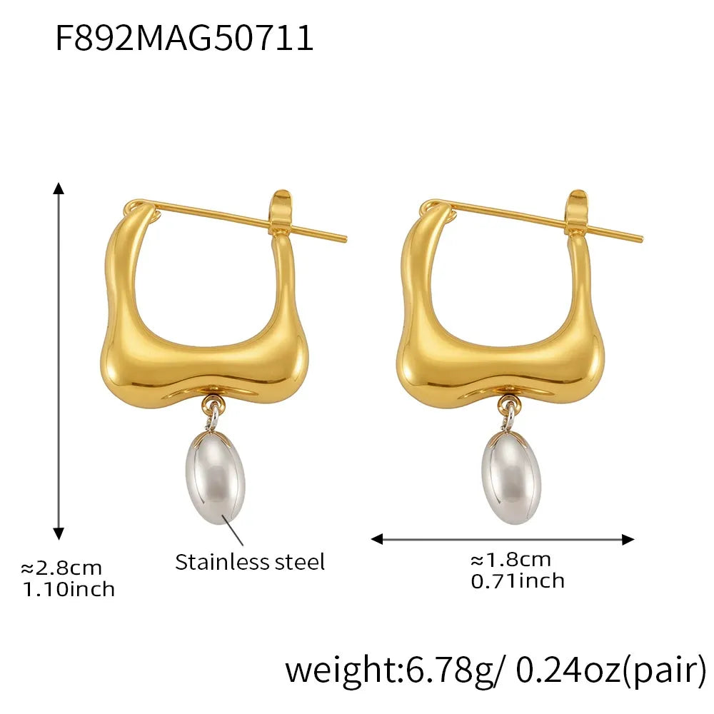 316L Stainless Steel Geometric Two-Tone Earrings - Image 6