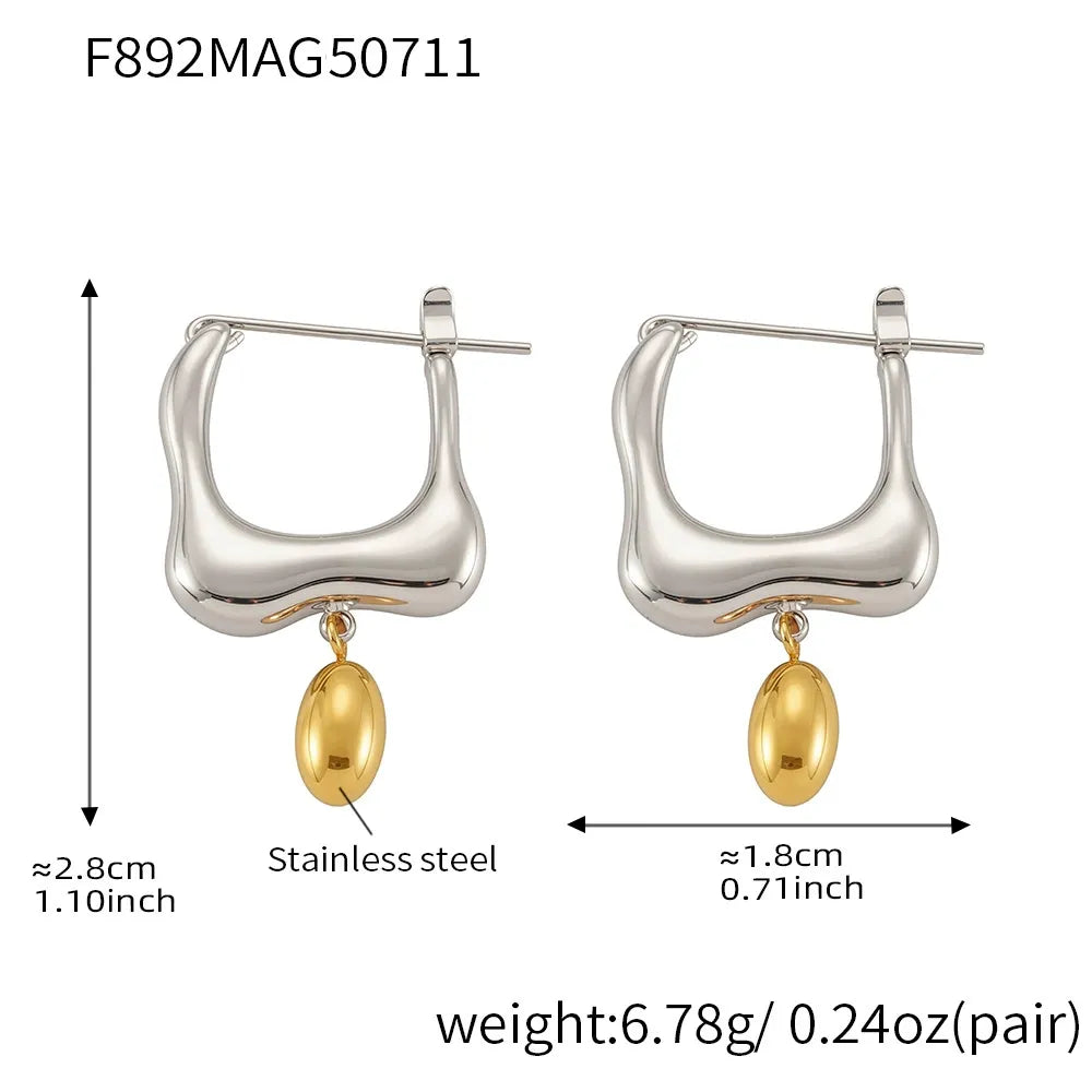 316L Stainless Steel Geometric Two-Tone Earrings - Image 7