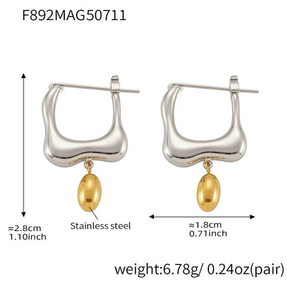 316L Stainless Steel Geometric Two-Tone Earrings - Image 7