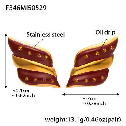 316L Stainless Steel Geometric Two-Tone Enamel Stud Earrings - Image 1