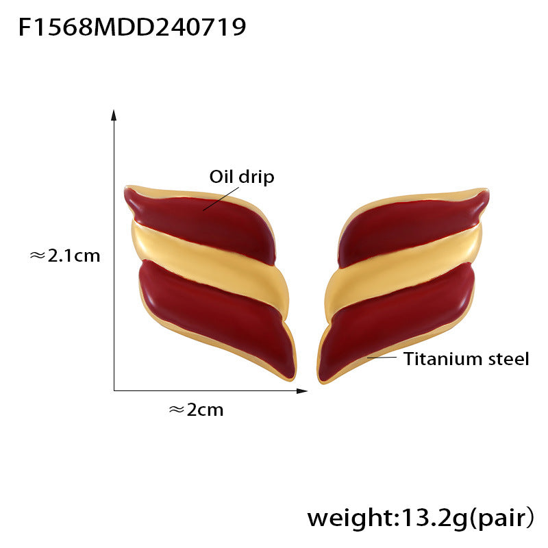 316L Stainless Steel Geometric Two-Tone Enamel Stud Earrings - Image 12