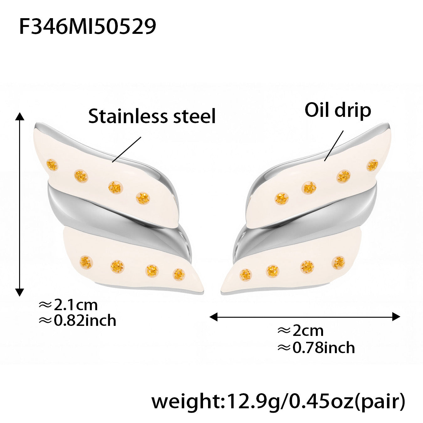 316L Stainless Steel Geometric Two-Tone Enamel Stud Earrings - Image 13