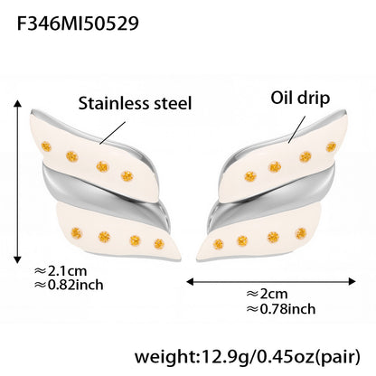 316L Stainless Steel Geometric Two-Tone Enamel Stud Earrings - Image 13