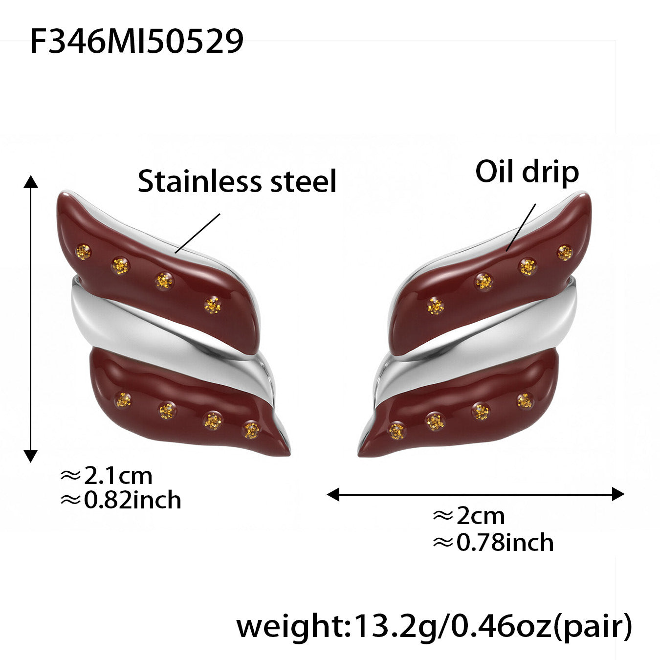 316L Stainless Steel Geometric Two-Tone Enamel Stud Earrings - Image 15