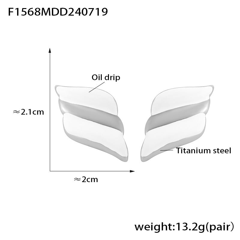 316L Stainless Steel Geometric Two-Tone Enamel Stud Earrings - Image 20