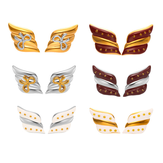 316L Stainless Steel Geometric Two-Tone Enamel Stud Earrings - Image 21