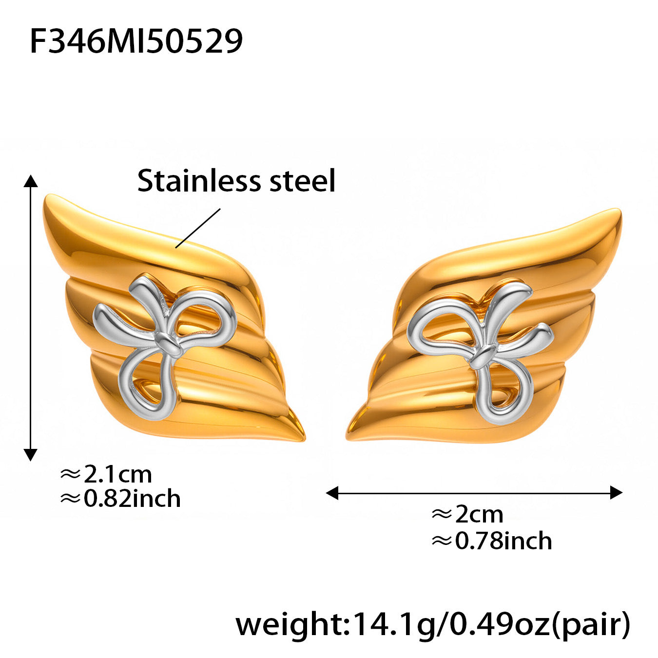 316L Stainless Steel Geometric Two-Tone Enamel Stud Earrings - Image 5