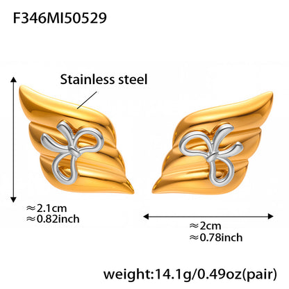 316L Stainless Steel Geometric Two-Tone Enamel Stud Earrings - Image 5