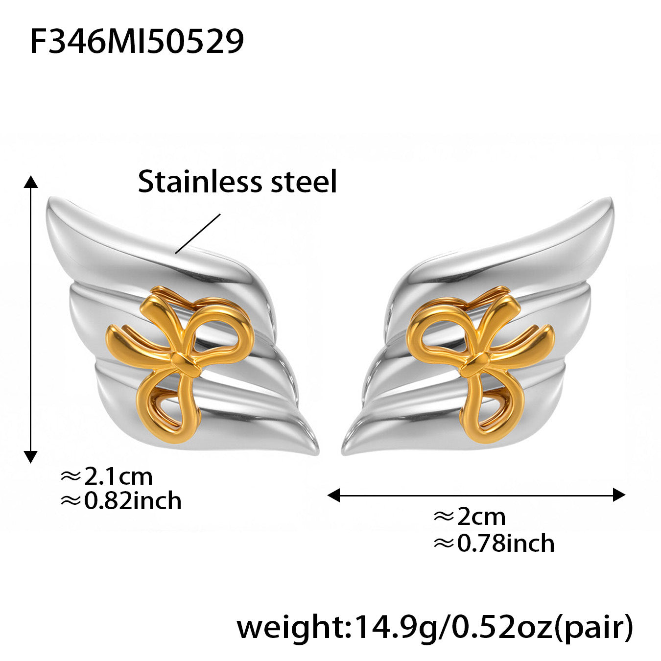 316L Stainless Steel Geometric Two-Tone Enamel Stud Earrings - Image 6