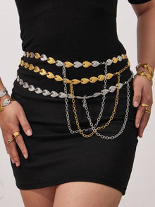 316L Stainless Steel Geometric Watermelon Heart Two-Tone Necklace, Bracelet & Body Chain - Image 1
