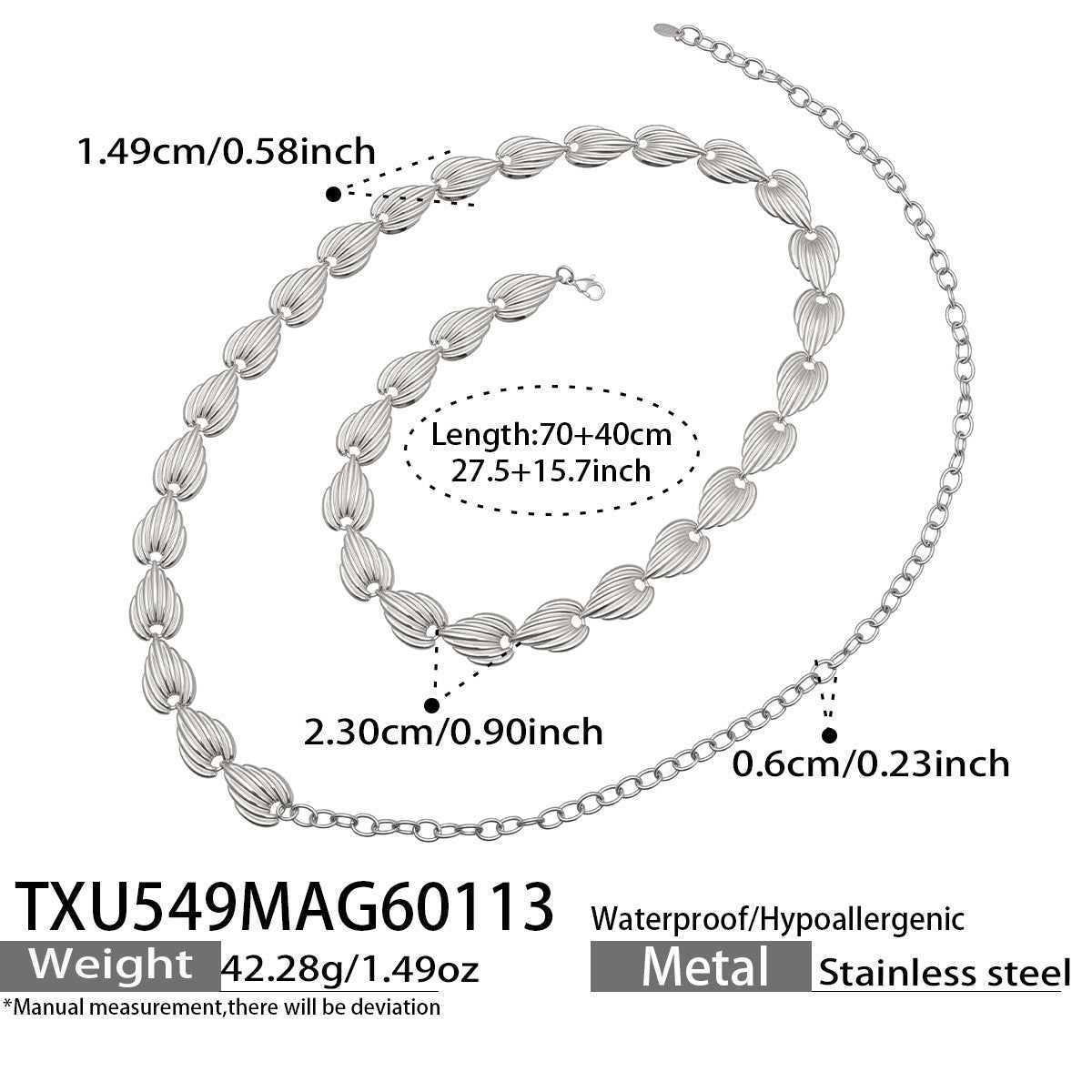 316L Stainless Steel Geometric Watermelon Heart Two-Tone Necklace, Bracelet & Body Chain - Image 11