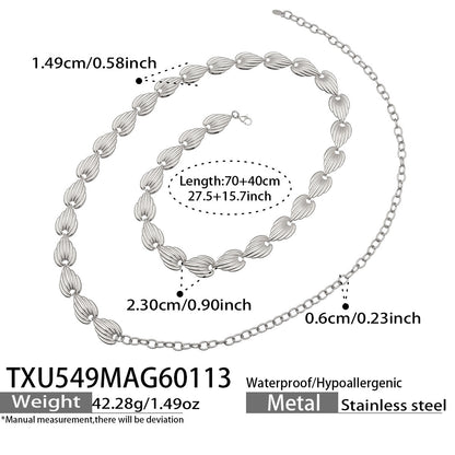 316L Stainless Steel Geometric Watermelon Heart Two-Tone Necklace, Bracelet & Body Chain - Image 11