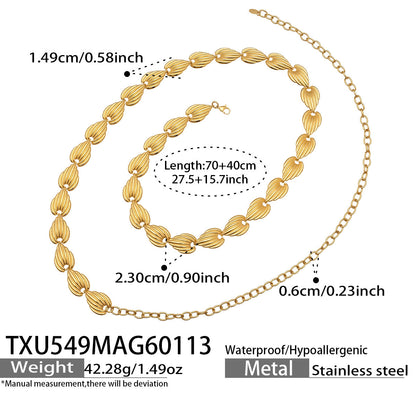 316L Stainless Steel Geometric Watermelon Heart Two-Tone Necklace, Bracelet & Body Chain - Image 12