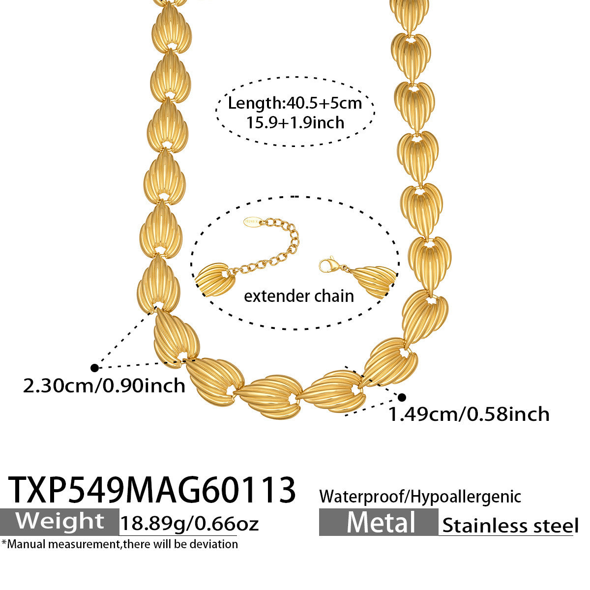 316L Stainless Steel Geometric Watermelon Heart Two-Tone Necklace, Bracelet & Body Chain - Image 13